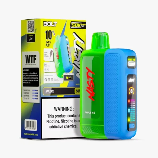 عکس پاد یکبار مصرف نستی بولت ۵۰۰۰۰ پاف با طعم سیب یخ