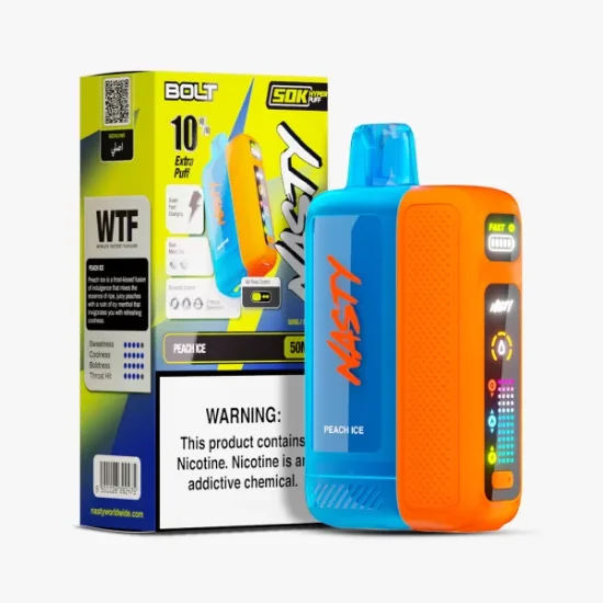 عکس پاد یکبار مصرف نستی بولت ۵۰۰۰۰ پاف با طعم هلو یخ