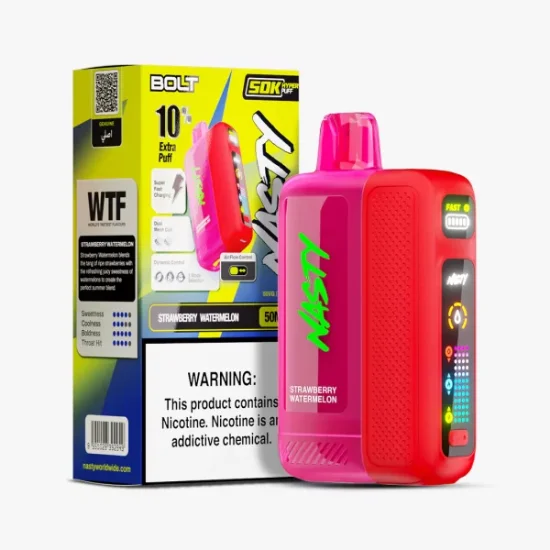 عکس پاد یکبار مصرف نستی بولت ۵۰۰۰۰ پاف با طعم توت فرنگی و هندوانه