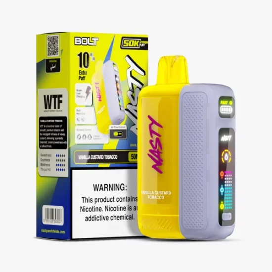 عکس پاد یکبار مصرف نستی بولت ۵۰۰۰۰ پاف با طعم تنباکو وانیل کاستارد (VCT)