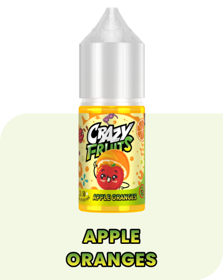 بطری سالت نیکوتین سیب پرتقال توکیو لاین کریزی فروت با تصویر میوه‌های طبیعی