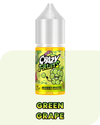 بطری ۳۰ میلی‌لیتری سالت نیکوتین انگور سبز توکیو سری کریزی فروت با تصویر انگورهای سبز روشن 