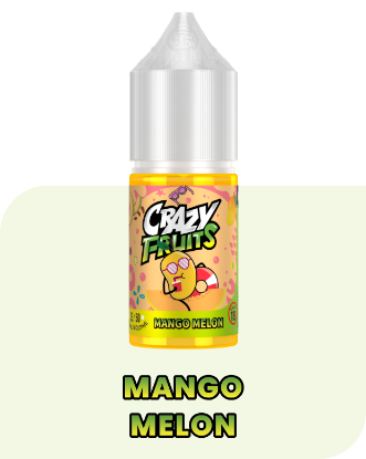 بطری ۳۰ میلی‌لیتری سالت نیکوتین منگو ملون توکیو سری کریزی فروت با تصویر انبه و طالبی تازه