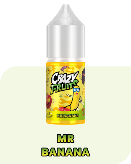 بطری ۳۰ میلی‌لیتری سالت نیکوتین موز مستر بنانا توکیو سری کریزی فروت با تصویر موزهای زرد