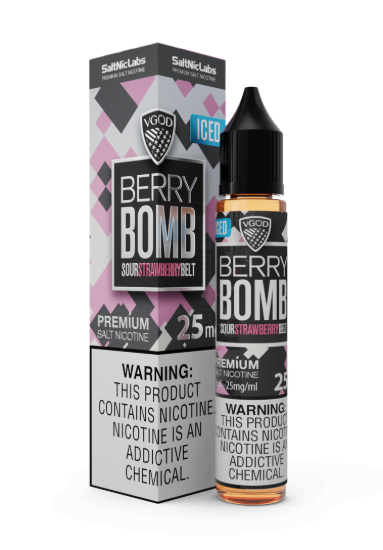 تصویر  سالت نیکوتین ویگاد آیس استرابری بمب (VGOD SaltNic Iced Strawberry Bomb)