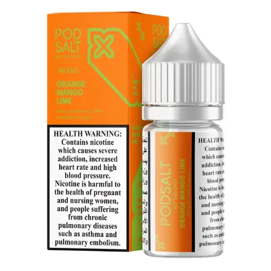 تصویر  سالت نیکوتین پاد سالت ، پرتقال ، انبه ، لیمو ، یخ (PodSalt Pod Nexus Orange Mango Lime)