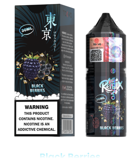 تصویر  سالت نیکوتین توکیو رمیکس بلک بری ۳۰ میل (Tokyo remix 30ml BLACK BERRIES)