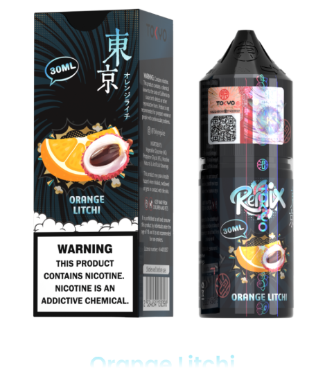 تصویر  سالت نیکوتین توکیو رمیکس پرتقال لیچی ۳۰ میل (Tokyo remix 30ml ORANGE LITICHI)