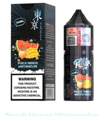 تصویر  سالت نیکوتین توکیو رمیکس انبه هلو هندوانه ۳۰ میل (Tokyo remix 30ml PEACH MANGO WATERMELON)